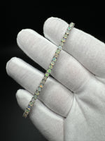 7.5” Silver 3mm Natural Opal Tennis Bracelet 12g