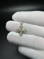 1” 10k Yellow Gold 3/8ctw Natural Diamond Cross 4.2mm Bail 2.1g