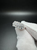 Size 7 14k White Gold 2.75ctw E-F VS1 Lab Diamond 3 Row Ring 4.4g