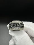 Size 10 10k White Gold est 1ctw Black Diamond & 1/3ctw Diamond Ring 10.2g