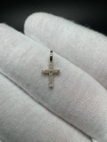 1/2” 14k Yellow Gold 1/8ctw Natural Diamond Cross 3.3mm Bail .3-.4g each