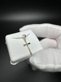 1” 10k Yellow Gold Thin Cross with 3 Natural Diamond Accents 3.5mm Bail .5g