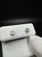 5mm 10k White Gold 1/10ctw Natural Diamond Circle Studs with Bezel .6g
