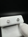 5mm 10k White Gold 1/10ctw Natural Diamond Circle Studs with Bezel .6g