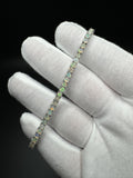 7.5” Silver 3mm Natural Opal Tennis Bracelet 12g