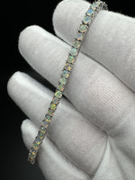 7.5” Silver 3mm Natural Opal Tennis Bracelet 12g