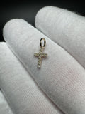 1/2” 14k Yellow Gold 1/8ctw Natural Diamond Cross 3.3mm Bail .3-.4g each
