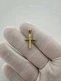 1” 14k Yellow Gold Thick Rounded Cross 4.5mm Bail .9g