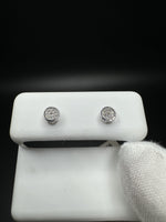 5mm 10k White Gold 1/10ctw Natural Diamond Circle Studs with Bezel .6g