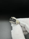 Size 10 10k White Gold est 1ctw Black Diamond & 1/3ctw Diamond Ring 10.2g