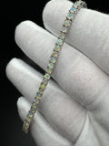 7.5” Silver 3mm Natural Opal Tennis Bracelet 12g