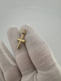 1” 14k Yellow Gold Thick Rounded Cross 4.5mm Bail .9g