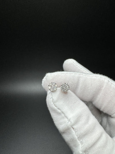 10k White Gold 1/2ct Natural Diamond Cluster Studs 1.2g