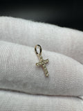1/2” 14k Yellow Gold 1/8ctw Natural Diamond Cross 3.3mm Bail .3-.4g each
