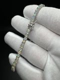 7.5” Silver 3mm Natural Opal Tennis Bracelet 12g