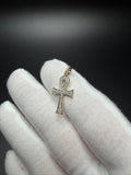 1" 10k Yellow Gold Ankh 1/5ctw Natural Diamond Pendant 3mm Bail 1.33g