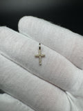 1/2” 14k Yellow Gold 1/8ctw Natural Diamond Cross 3.3mm Bail .3-.4g each