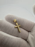 1” 14k Yellow Gold Thick Rounded Cross 4.5mm Bail .9g