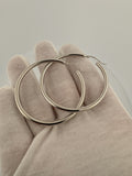 45mm x 3mm 14k White Gold Hoops 4.52g