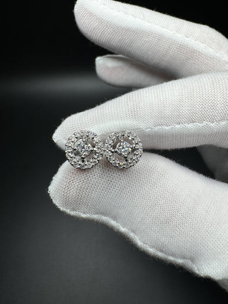 9mm 14k White Gold .8ctw VS/VVS Lab Diamond Cluster Studs 2.73g