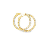 4.00ctw lab grown diamond 1 inch inside-out hoop earrings in 14K yellow gold, view 3 - Ott Family Jewelry
