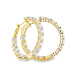 4.00ctw lab grown diamond 1 inch inside-out hoop earrings in 14K yellow gold, view 2 - Ott Family Jewelry
