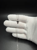 18" 14k White Gold Herme$ Chain & 1/2" Solid Cross Pendant 2.21g