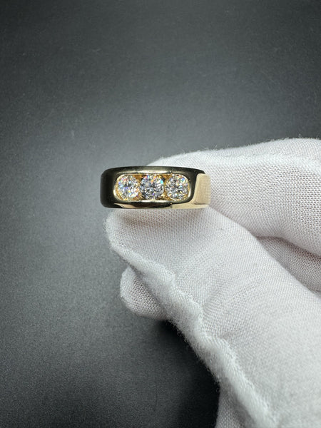 Size 10 10k Yellow Gold 1ctw Lab Diamond 3 Stone Ring 5.1g