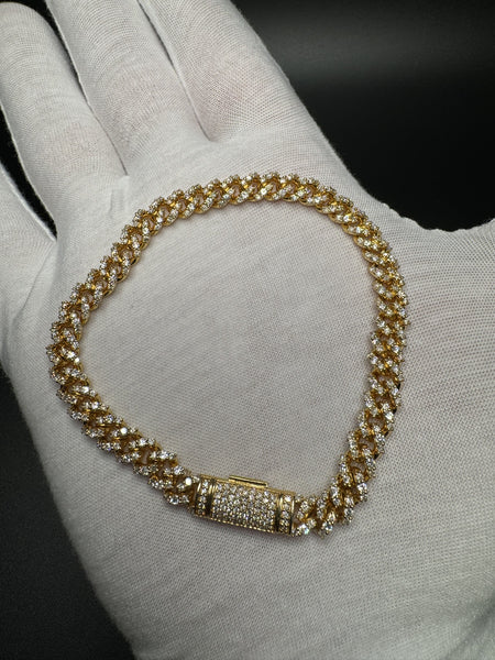 8” 14k Yellow Gold 3.4ctw G VS2 Natural Diamond Cuban Bracelet 7mm 26.8g