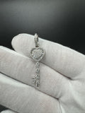 1.75” 10k White Gold Heart Key Pendant est 1ctw Natural Diamonds 6mm Bail 3.37g