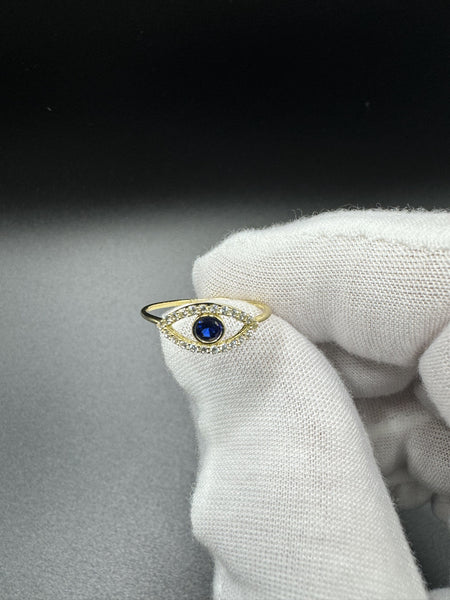 Size 6 14k Yellow Gold Evil Eye Ring 1.0g