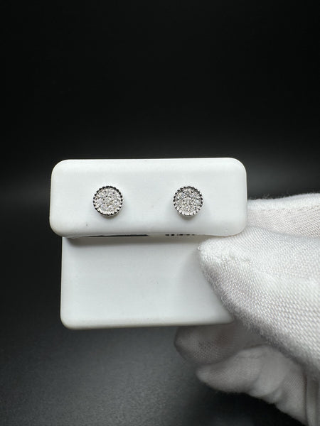 6mm 10k White Gold 1/5ctw Natural Diamond Circle Cluster Studs .9g