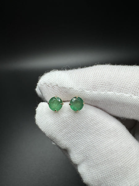 5mm 14k Yellow Gold Emerald Studs .5g