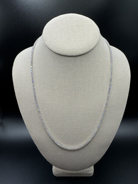 21” 14k White Gold 9.75ctw E VVS2 Lab Diamond Tennis Chain EGL Certified 21.5g