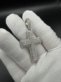 2.25" Silver Cross 4ctw VS/VVS Lab Diamond 8.7mm Bail 11.7g