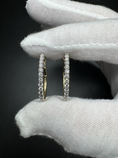 20mm 14k Yellow Gold 1ctw VS/VVS Oval Shape Lab Diamond Hoops 4.4g