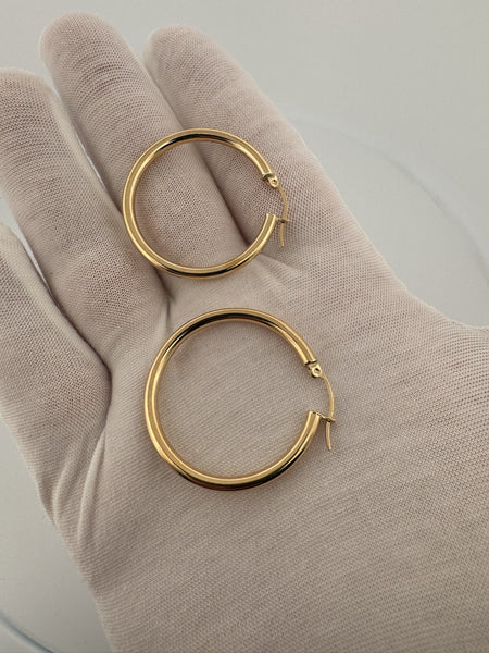 35mm x 3mm 18k Yellow Gold Hoops 3.7g
