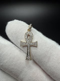 1" 10k Yellow Gold Ankh 1/5ctw Natural Diamond Pendant 3mm Bail 1.33g