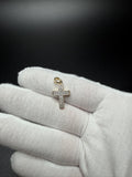 1" 10k Yellow Gold Latin Cross 1/5ctw Natural Diamond Pendant 4mm Bail 1.54g