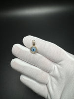 3/4” 14k Yellow Gold Evil Eye Pendant CZ Halo & Bail 3.1mm Bail 1.8g