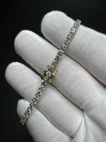 7.5” Gold Over Silver 7ctw VS/VVS Lab Diamond Tennis Bracelet 8.7g