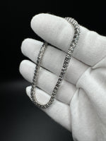 7.5” Silver 3mm Natural Aquamarine Tennis Bracelet 12g