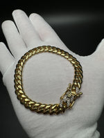 8.5” 14k Yellow Gold Cuban 1/3ctw Natural Diamond Lock 8.5mm 52.6g