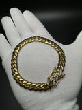 8.5” 14k Yellow Gold Cuban 1/3ctw Natural Diamond Lock 8.5mm 52.6g
