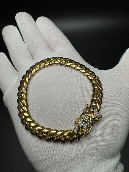 8.5” 14k Yellow Gold Cuban 1/3ctw Natural Diamond Lock 8.5mm 52.6g