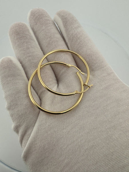 40mm 14k Yellow Gold Thin Hoops 2.84g