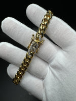8.5” 14k Yellow Gold Cuban 1/3ctw Natural Diamond Lock 8.5mm 52.6g