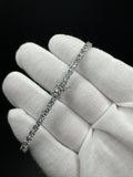 7.5” Silver 3mm Natural Aquamarine Tennis Bracelet 12g
