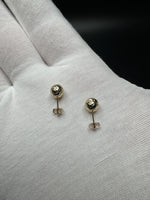6mm 10k Yellow Gold Diamond Cut Ball Stud Earrings .3g