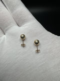 6mm 10k Yellow Gold Diamond Cut Ball Stud Earrings .3g